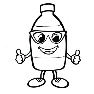 recommend clip art: Cool Thumbs-Up Bottle Character with Sunglasses