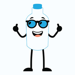Cool Thumbs-Up Bottle Character with Sunglasses