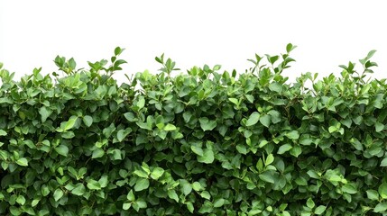 Obraz premium Green shrubby tropical plant fence bush tree with lush leaves, isolated on white background with clipping path.
