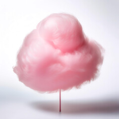 Fototapeta premium Tasty pink cotton candy floating or flying isolated on clean white background