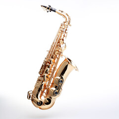 Naklejka premium Saxophone floating or flying isolated on clean white background