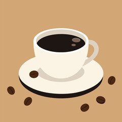 Minimalist Coffee Cup Vector Illustration isolated white background