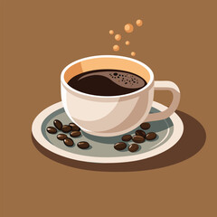 Minimalist Coffee Cup Vector Illustration isolated white background