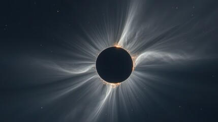Obraz premium A close-up view of a total solar eclipse with the sun's corona extending out from the black disc of the moon.