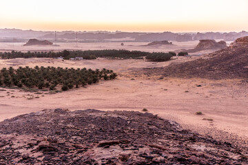 Morning view of desert landscape near Al Ula, Saudi Arabia