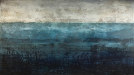 Fototapeta premium A painting of the ocean with a blue sky in the background