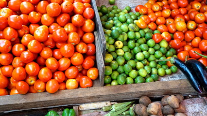 fresh vegetables on a farmer market at zanzibar