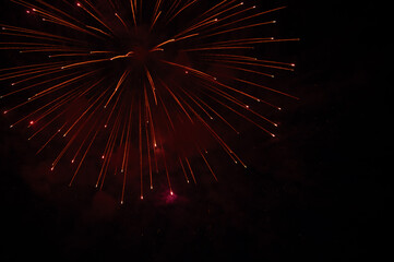 close-up firework in the night of the 4th of july