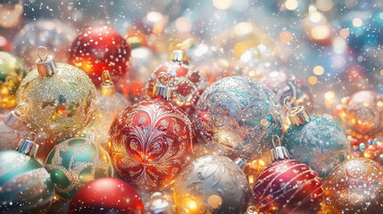 Festive Christmas Decorations with Ornate Holiday Baubles