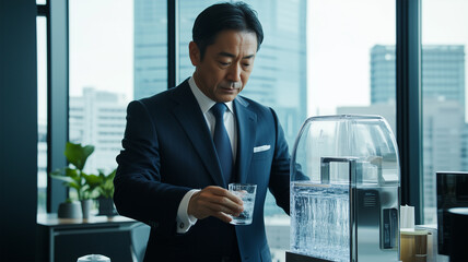 Fototapeta premium オフィスで真剣な表情の日本人男性