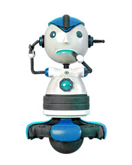 float robot is thinking on white background