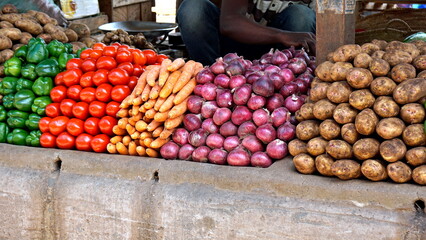 fresh vegetables on a farmer market at zanzibar