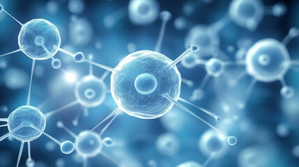 Obraz premium Abstract 3D Render of Connected Cells Molecular Structure Biomedical Research Cellular