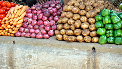 fresh vegetables on a farmer market at zanzibar