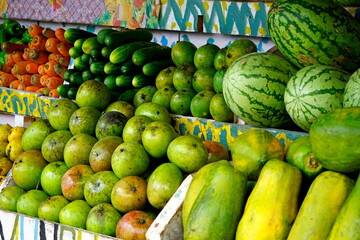 fresh products from a farmer market on zanzibar