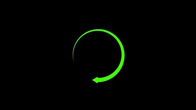 green loading arrow icon animation with black background.