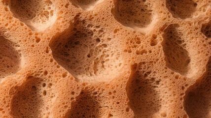 Close-up of a textured natural sponge, showcasing its intricate pattern and porous structure with...