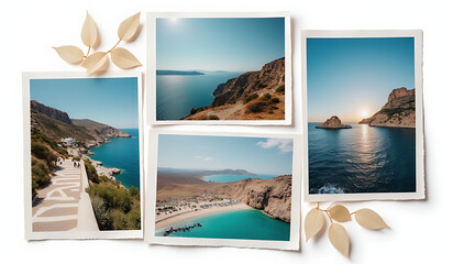 composite image small travel photos made white borders around