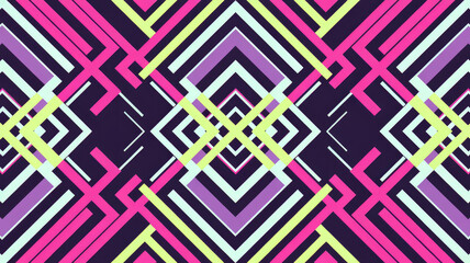 A vibrant and dynamic abstract pattern featuring bold colors in geometric shapes, creating a sense of movement and energy.