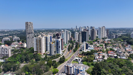 Curitiba Skyline At Curitiba In Parana Brazil. Highrise Building. Downtown District. Cityscape Landscape. Curitiba Skyline At Curitiba In Parana Brazil. Famous Destination. Parana Brazil. 