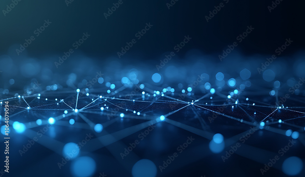 Poster futuristic digital design features network connections dots lines modern background presentations fu