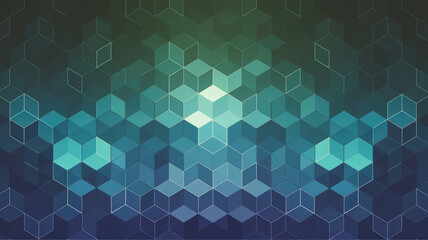 Obraz premium A mesmerizing pattern of hexagonal shapes in varying shades of turquoise and blue, creating a sense of depth and dimension in this abstract design.