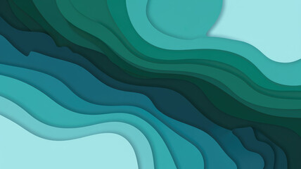 A mesmerizing abstract design featuring layered waves in varying shades of teal and aqua, creating a soothing and cool visual experience.