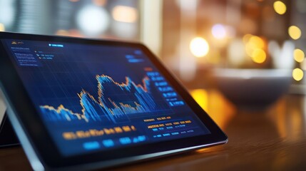 a tablet displaying real-time financial data and investment metrics