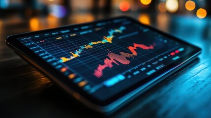 a tablet displaying real-time financial data and investment metrics