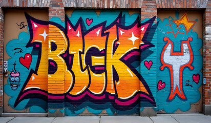 Obraz premium vibrant graffiti covers brick walls colorful urban street art displays