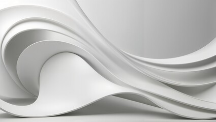 Minimalist Abstract White Flowing Wave Pattern