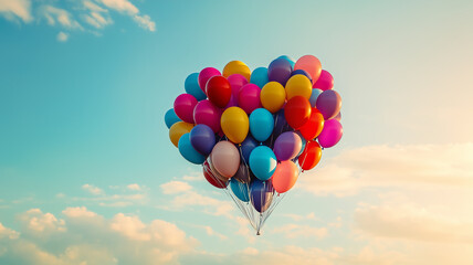 Naklejka premium Many colorful balloons, capturing the spirit of joy and celebration. ideal for children's books, card