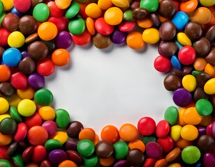 frame of candy coated chocolate candies