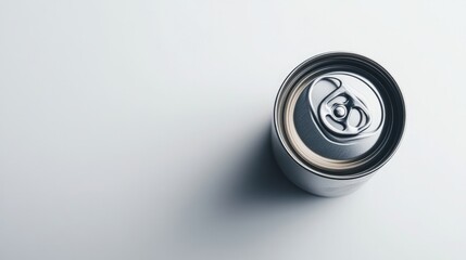 Minimalist image of a metal can against a clean white background.
