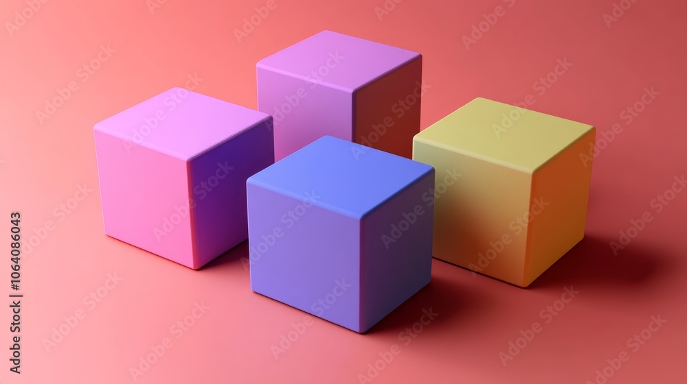 Poster 3d cube-shaped design with geometric patterns in a digital illustration.