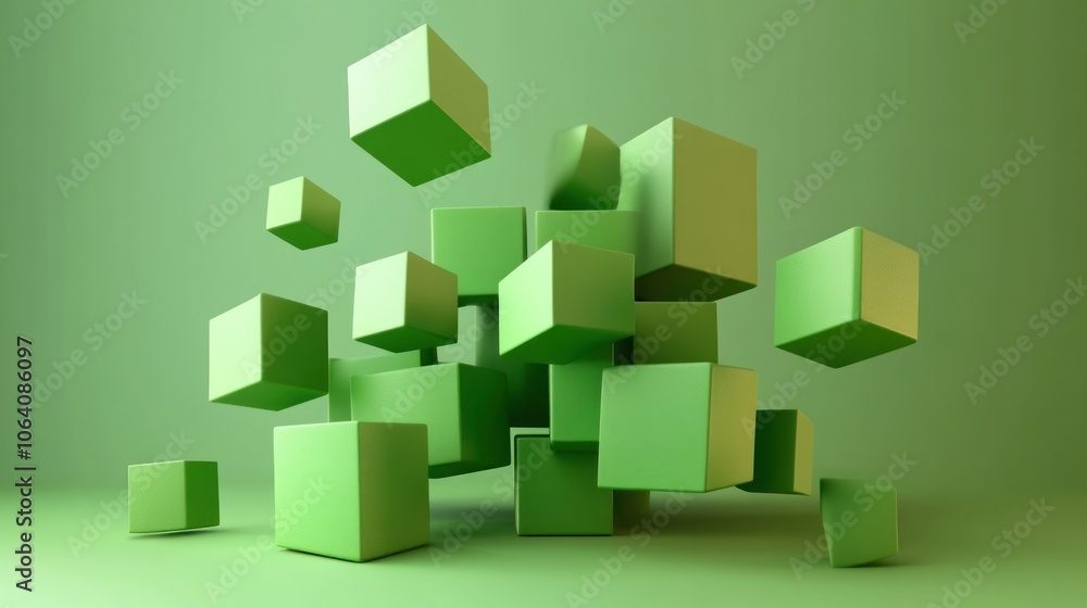 Aufkleber abstract 3d geometric shapes arranged in a minimalistic, computer-generated design.