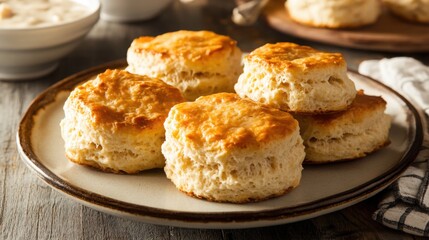 Southern-style biscuits with sausage gravy, a comforting American breakfast favorite