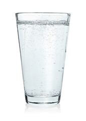 Glass of soda water isolated on white