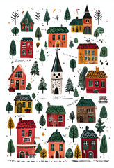 Holiday Scene Village Card