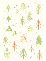 Obraz premium Minimalist Holiday Trees Card