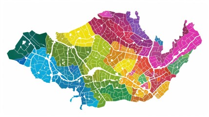 Colorful Gerrymandered District Map Visualization