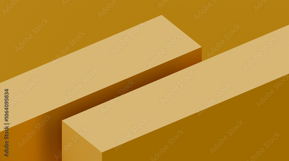 Poster yellow pedestal stand for products on a yellow background. abstract background of yellow stand for p