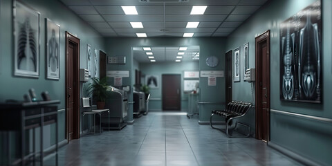 A radiology department in a modern hospital, where doctors use advanced technology