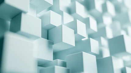 Fototapeta premium Dynamic cube pattern in soft blue tones
