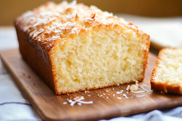 Coconut loaf cake with shredded topping