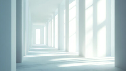 Fototapeta premium White corridor with rhythmic window shadows