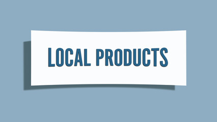 Local Products. A card isolated on blue background.