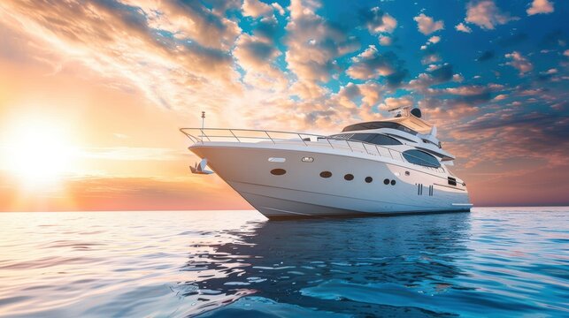 Luxury Yacht Networking Event at Sunset High-End Business Gathering on Calm Waters