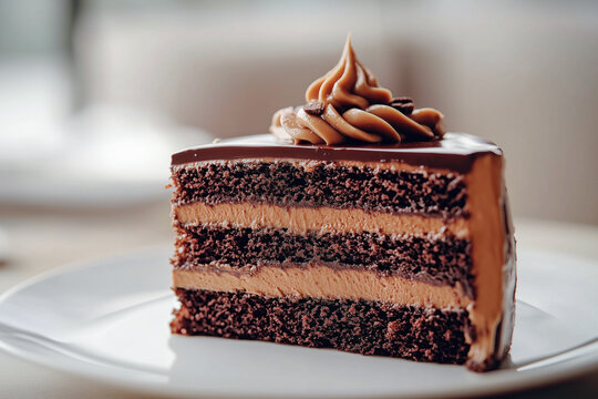 Chocolate layer cake with creamy filling and frosting
