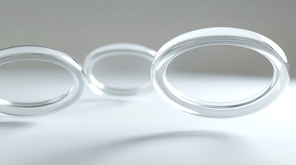 Fototapeta premium Three floating ovals with shadows